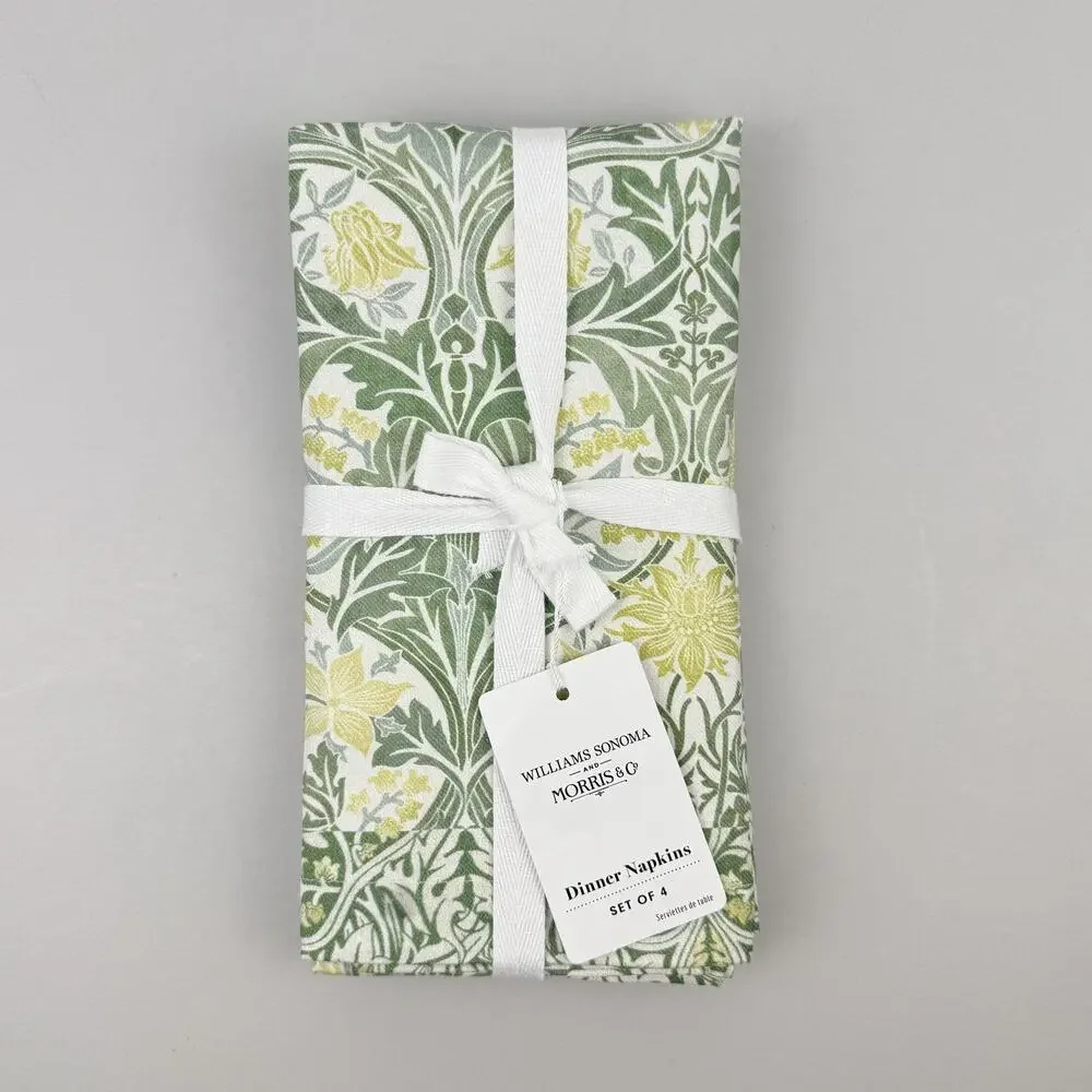 Williams Sonoma X Morris & Co Dinner Napkins Set of 4 Bluebell Sage Green Yellow
